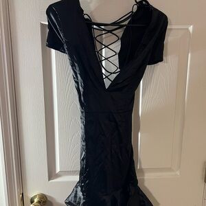 PrettyLittleThing Black Backless Dress